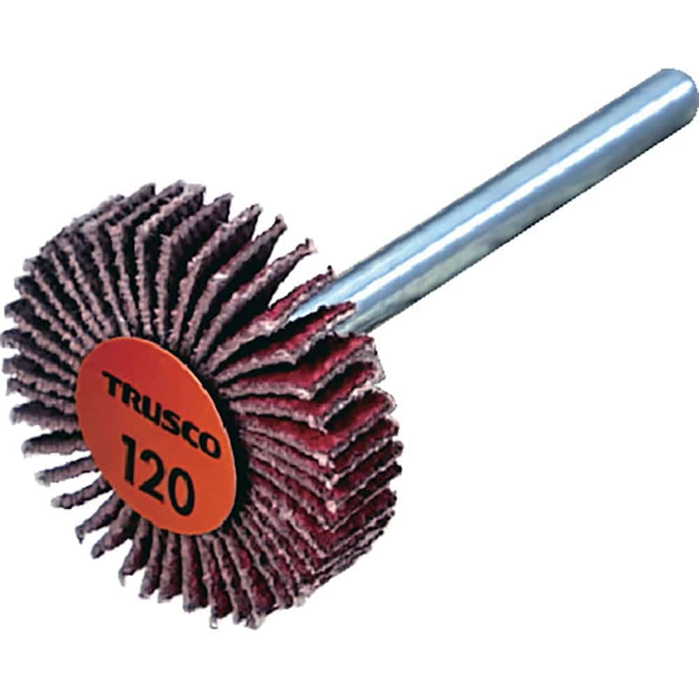 ＴＲＵＳＣＯ　セラミックフラップホイール　軸径３ｍｍ　＃１２０　外径２５×幅５×軸長３０　（１０個＿