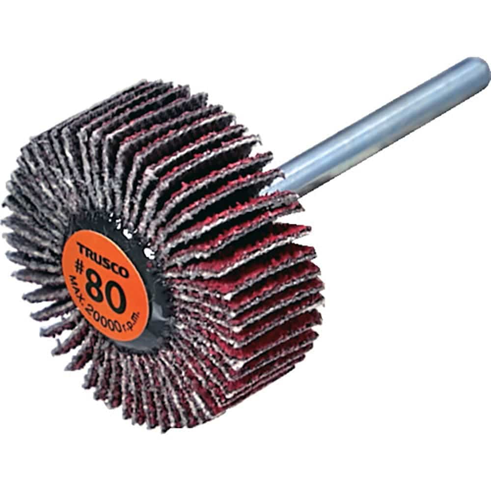 ＴＲＵＳＣＯ　セラミックフラップホイール　軸径３ｍｍ　＃８０　外径２５×幅１０×軸長３０　（１０個＿
