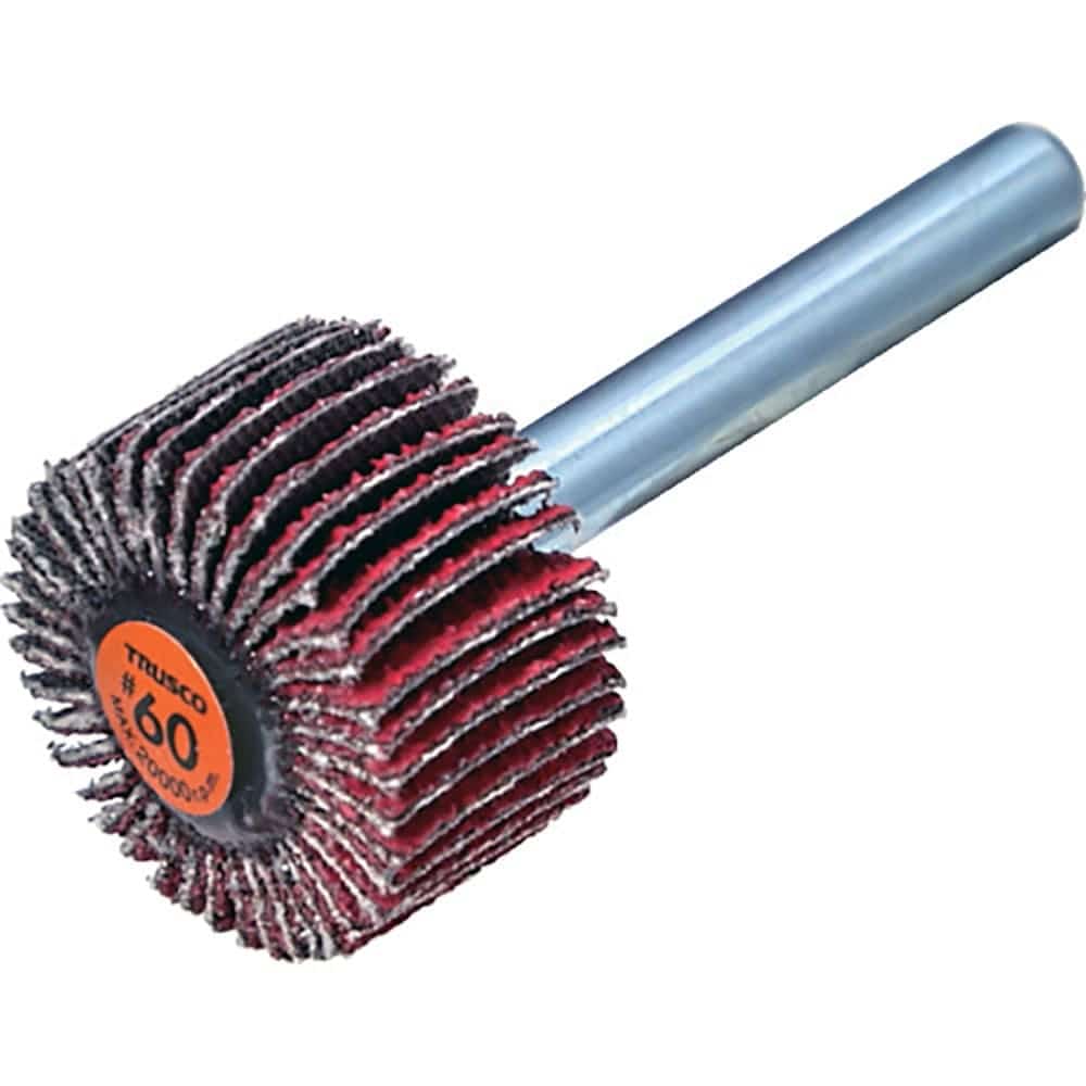 ＴＲＵＳＣＯ　セラミックフラップホイール　軸径６ｍｍ　＃６０　外径２５×幅１５×軸長４０　（５個入＿