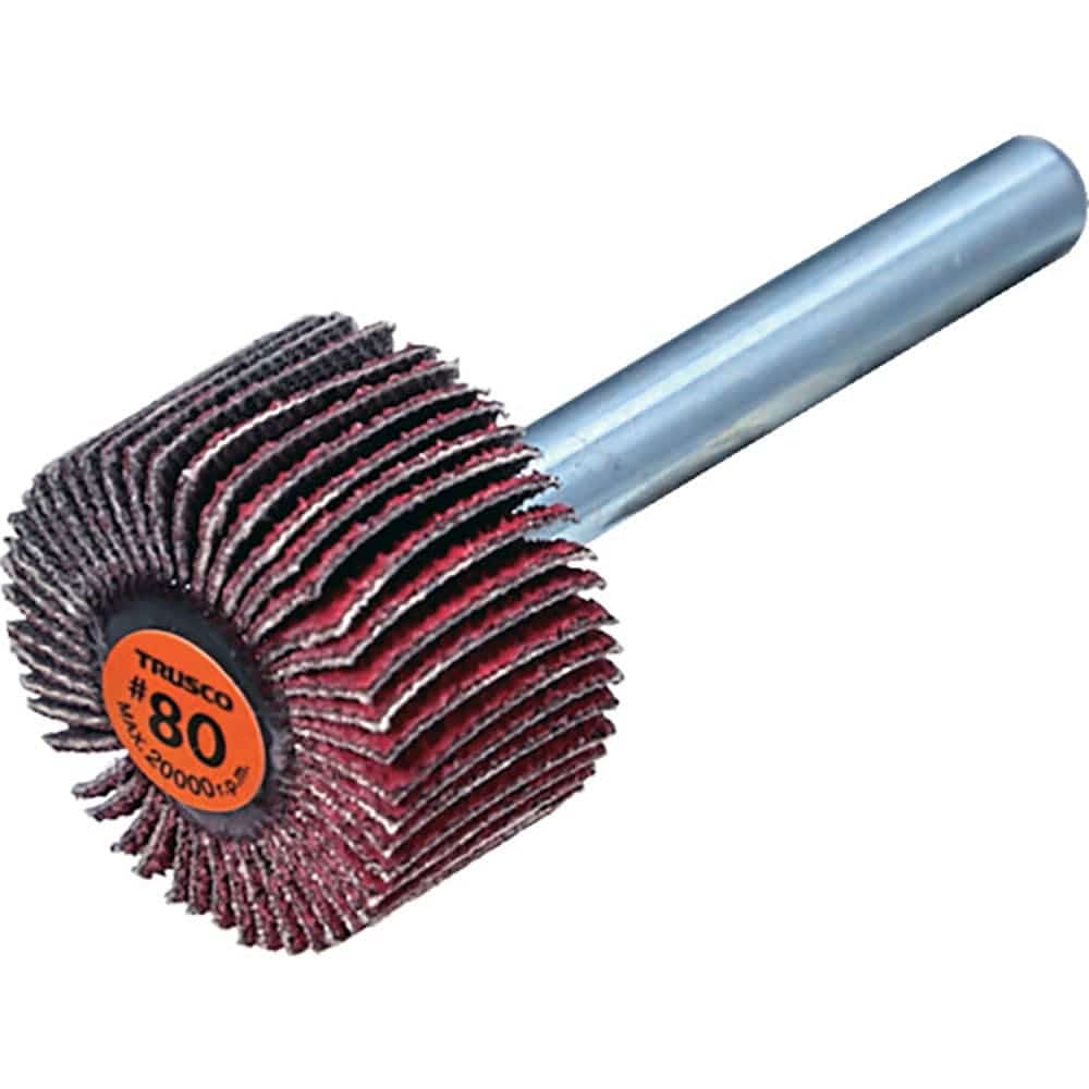 ＴＲＵＳＣＯ　セラミックフラップホイール　軸径６ｍｍ　＃８０　外径２５×幅１５×軸長４０　（５個入＿