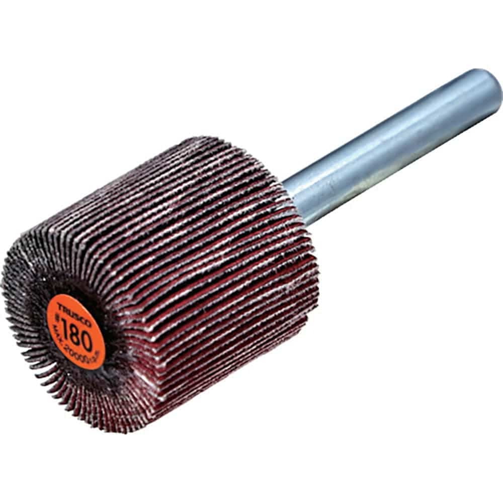 ＴＲＵＳＣＯ　セラミックフラップホイール　軸径６ｍｍ　＃１８０　外径２５×幅２５×軸長４０　（５個＿