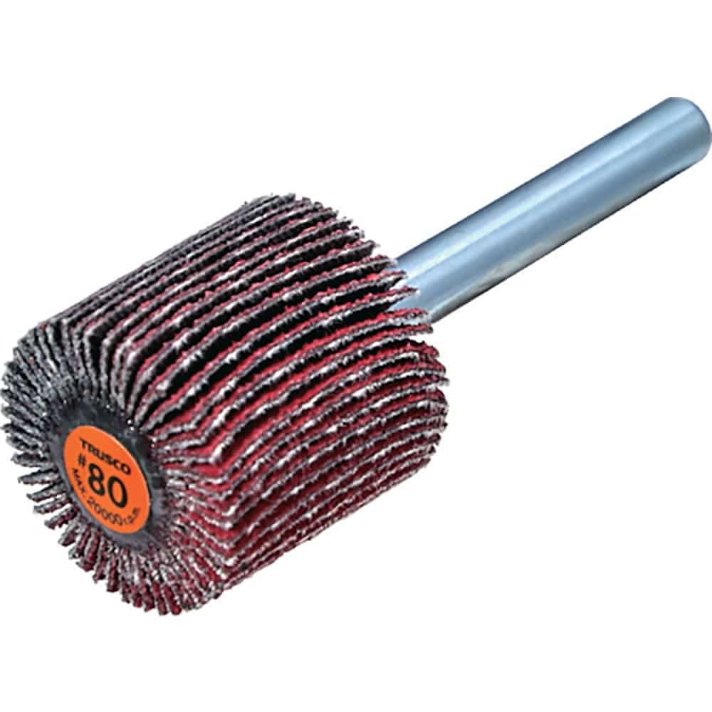 ＴＲＵＳＣＯ　セラミックフラップホイール　軸径６ｍｍ　＃８０　外径２５×幅２５×軸長４０　（５個入＿