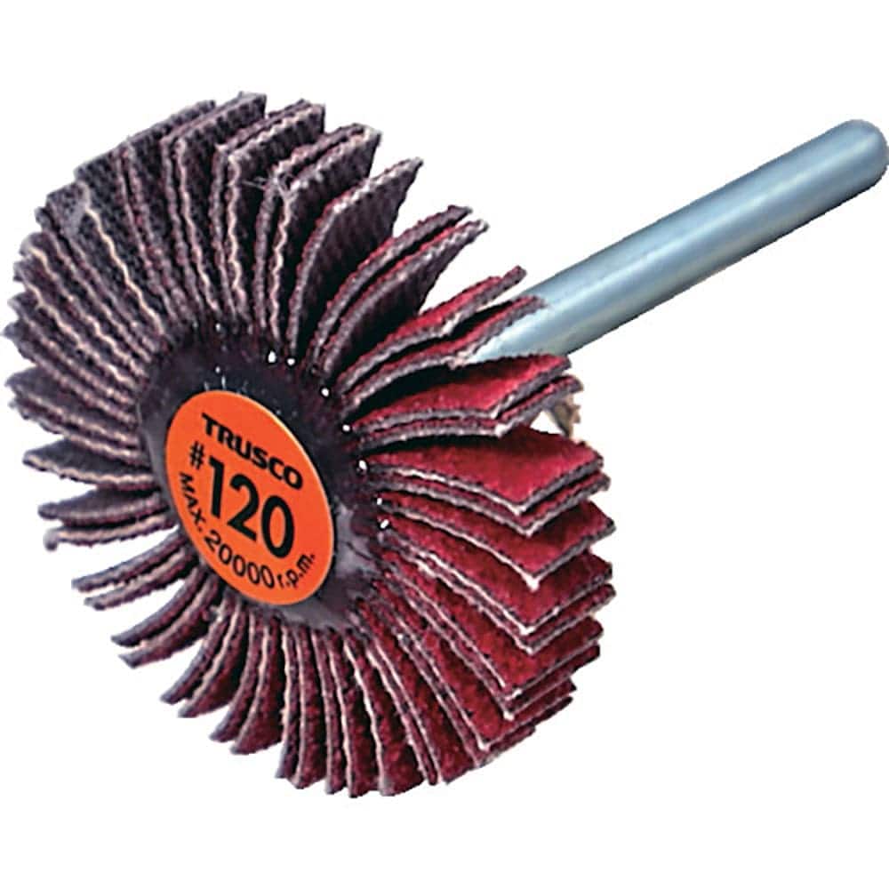 ＴＲＵＳＣＯ　セラミックフラップホイール　軸径３ｍｍ　＃１２０　外径３０×幅５×軸長３０　（１０個＿