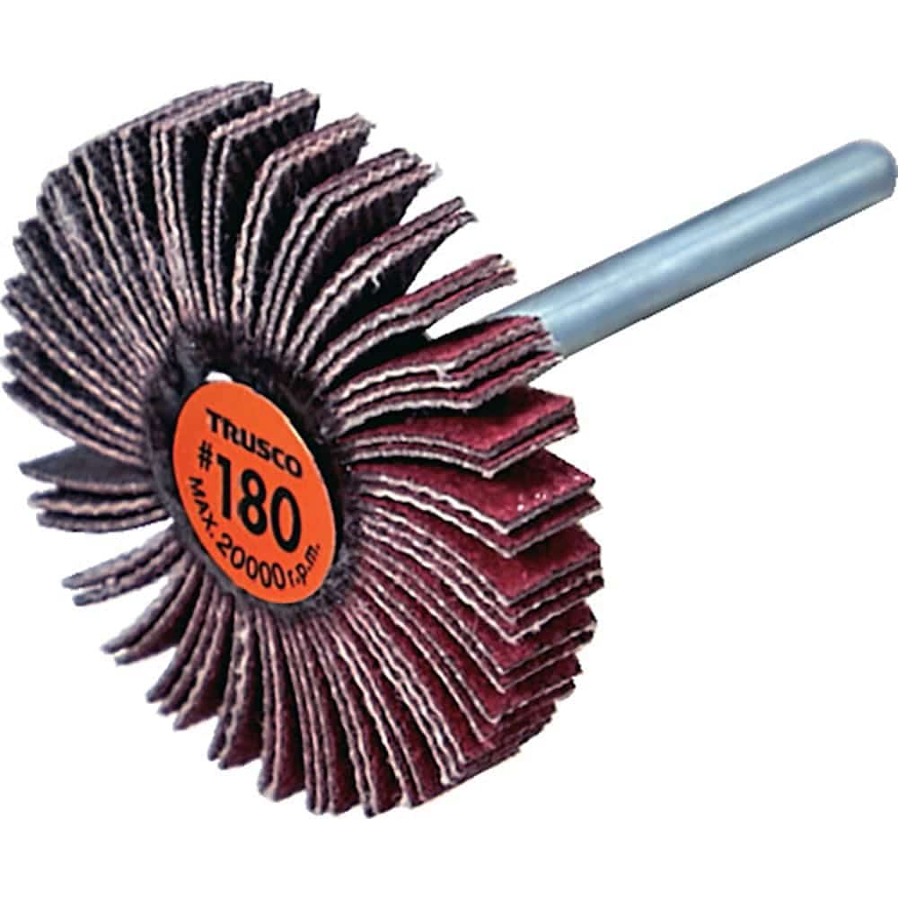 ＴＲＵＳＣＯ　セラミックフラップホイール　軸径３ｍｍ　＃１８０　外径３０×幅５×軸長３０　（１０個＿