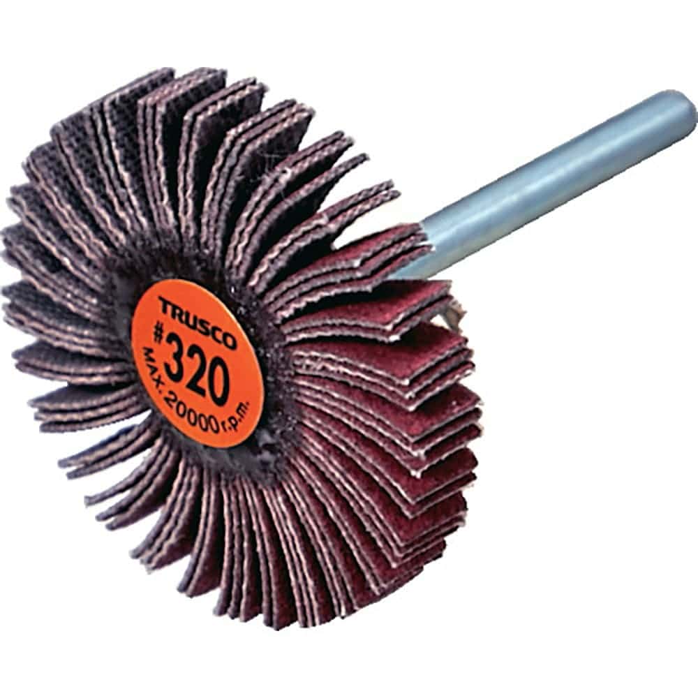 ＴＲＵＳＣＯ　セラミックフラップホイール　軸径３ｍｍ　＃３２０　外径３０×幅５×軸長３０　（１０個＿