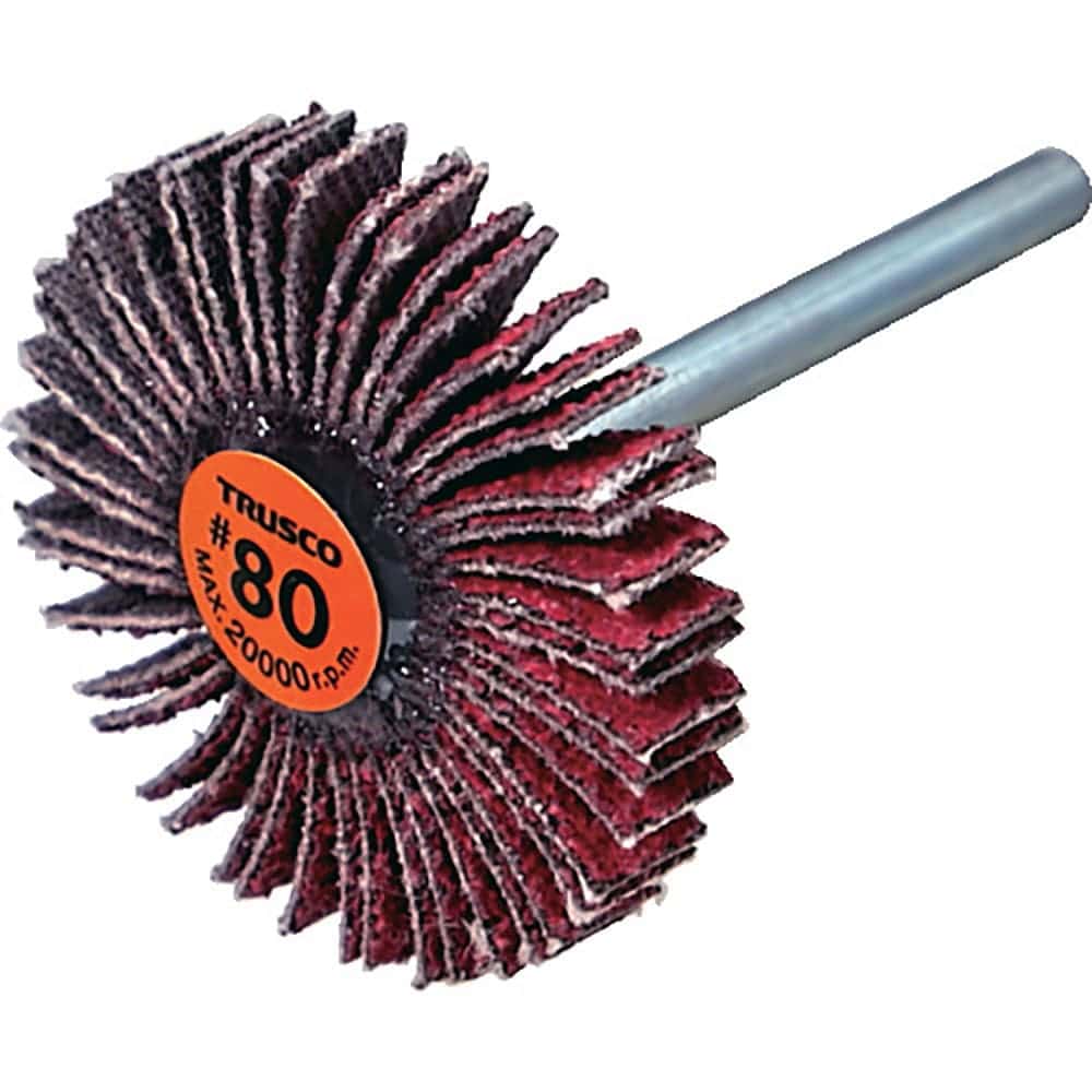 ＴＲＵＳＣＯ　セラミックフラップホイール　軸径３ｍｍ　＃８０　外径３０×幅５×軸長３０　（１０個入＿