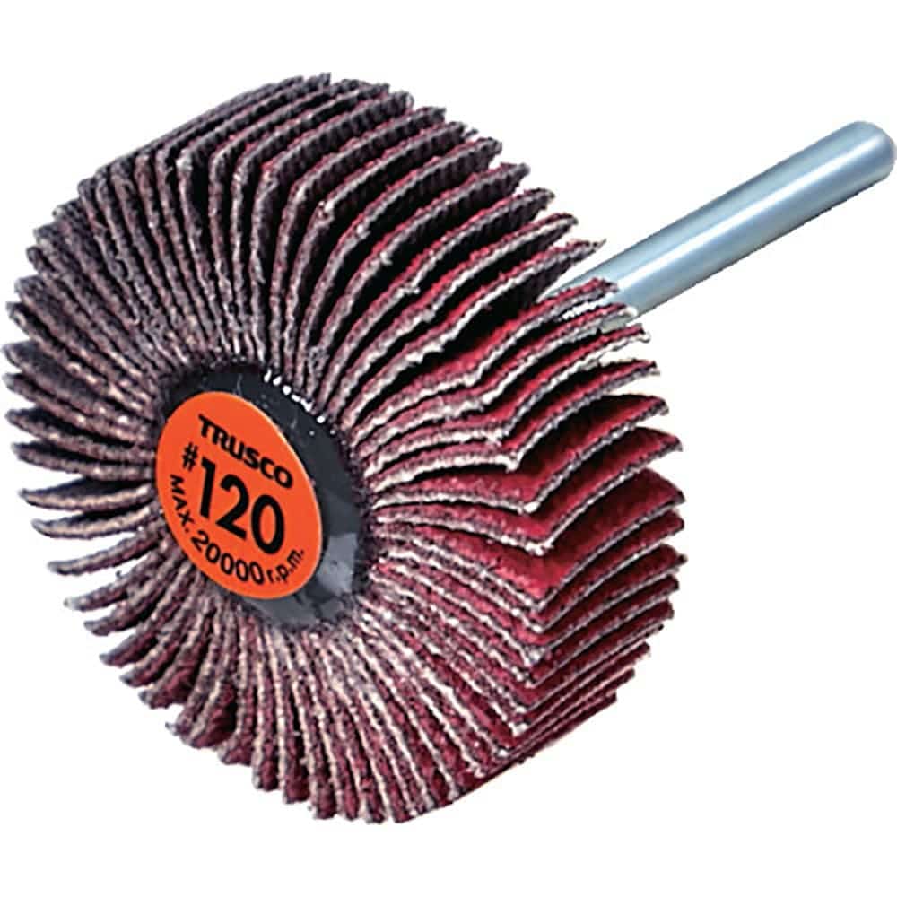 ＴＲＵＳＣＯ　セラミックフラップホイール　軸径３ｍｍ　＃１２０　外径３０×幅１０×軸長３０　（１０＿
