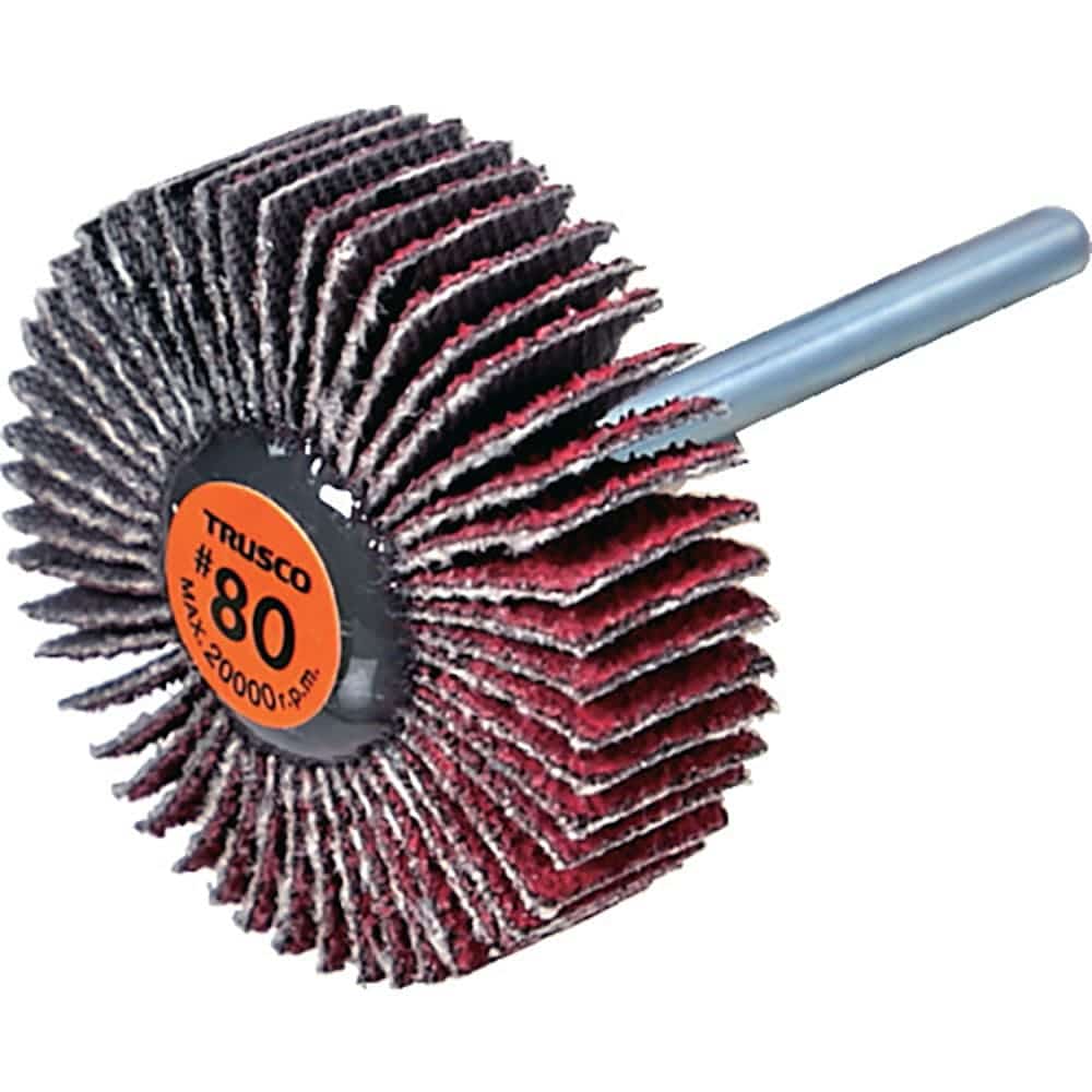 ＴＲＵＳＣＯ　セラミックフラップホイール　軸径３ｍｍ　＃８０　外径３０×幅１０×軸長３０　（１０個＿