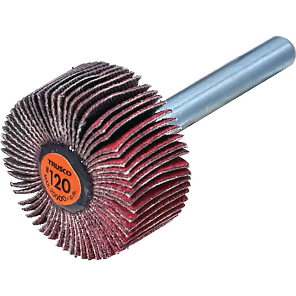 ＴＲＵＳＣＯ　セラミックフラップホイール　軸径６ｍｍ　＃１２０　外径３０×幅１５×軸長４０　（５個＿