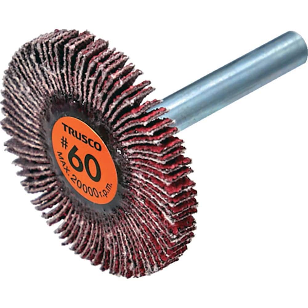 ＴＲＵＳＣＯ　セラミックフラップホイール　軸径６ｍｍ　＃６０　外径４０×幅５×軸長４０　（５個入）＿