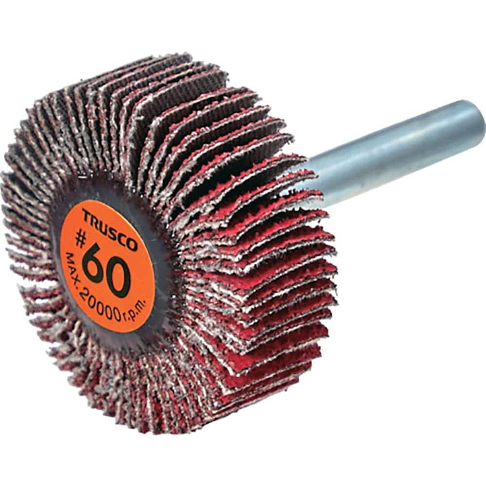 ＴＲＵＳＣＯ　セラミックフラップホイール　軸径６ｍｍ　＃６０　外径４０×幅１５×軸長４０　（５個入＿