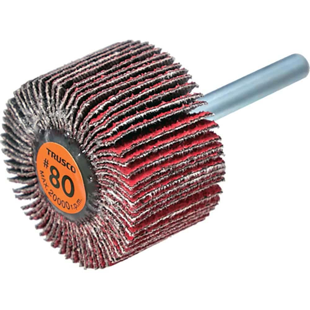 ＴＲＵＳＣＯ　セラミックフラップホイール　軸径６ｍｍ　＃８０　外径４０×幅２５×軸長４０　（５個入＿