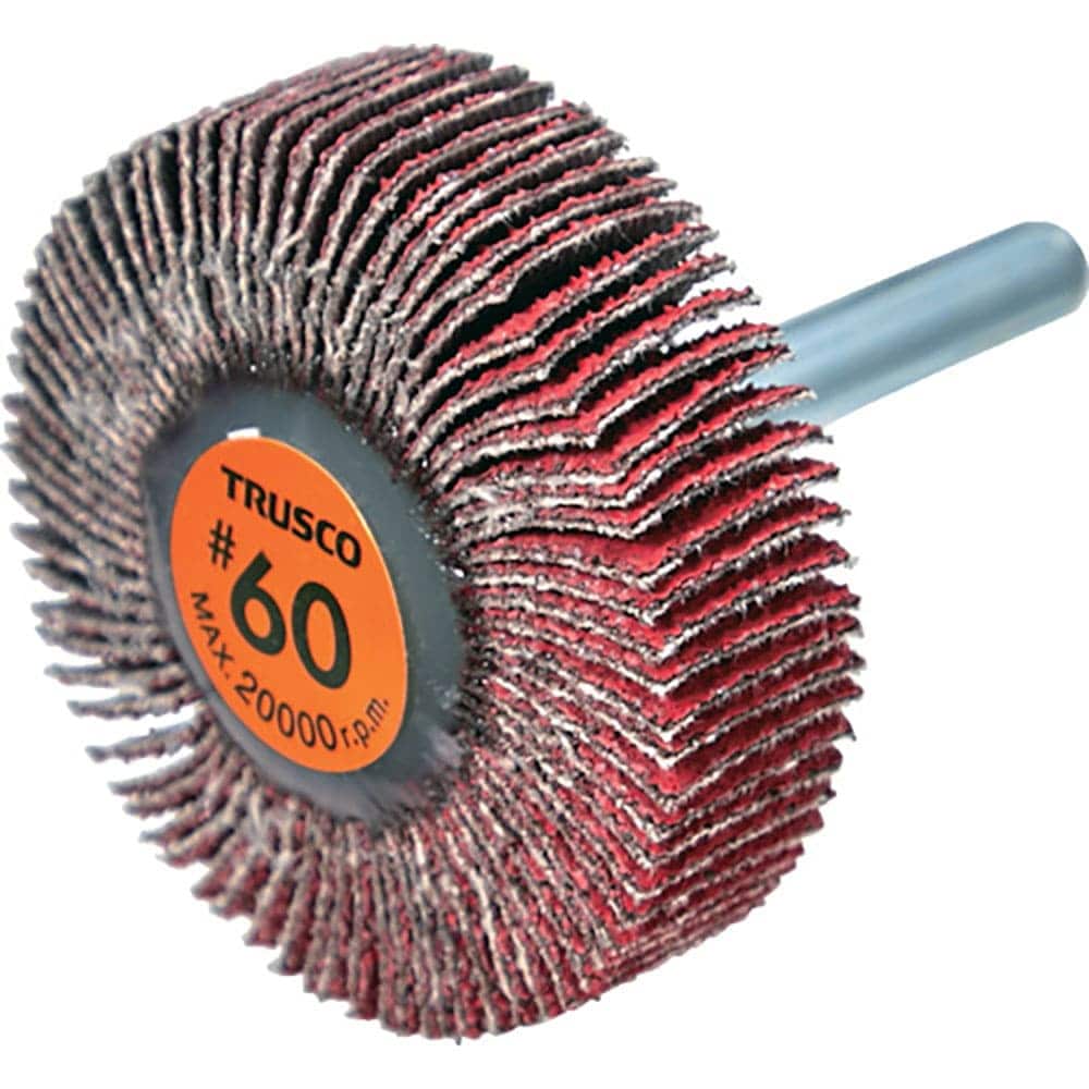 ＴＲＵＳＣＯ　セラミックフラップホイール　軸径６ｍｍ　＃６０　外径５０×幅１５×軸長４０　（５個入＿