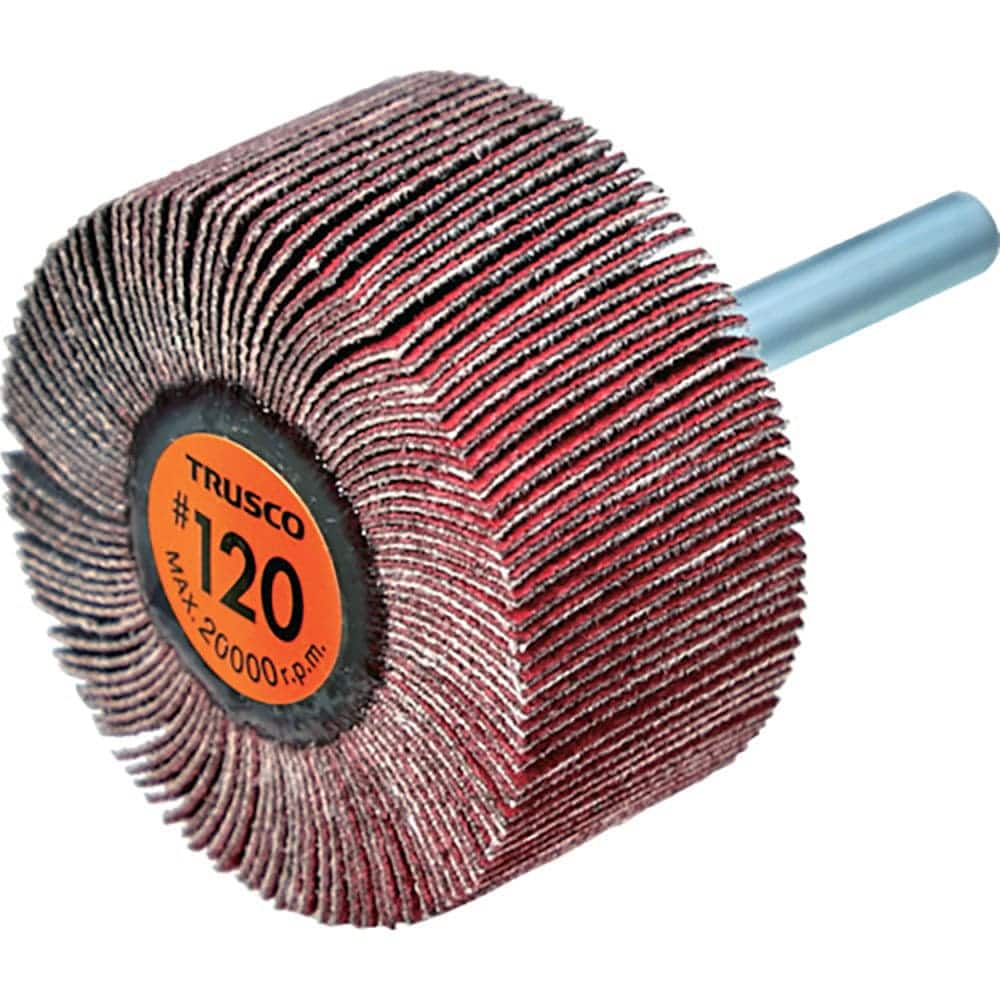ＴＲＵＳＣＯ　セラミックフラップホイール　軸径６ｍｍ　＃１２０　外径５０×幅２５×軸長４０　（５個＿