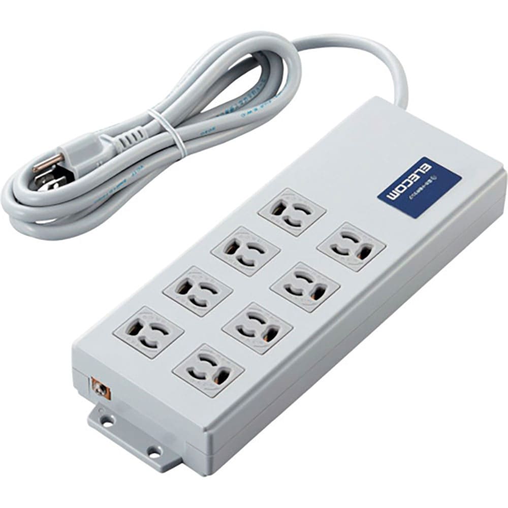 ＥＬＥＣＯＭ　法人用タップ　ボックス型　３Ｐ８口　２ｍ　一括スイッチ　雷ガード　ノイズフィルター　＿