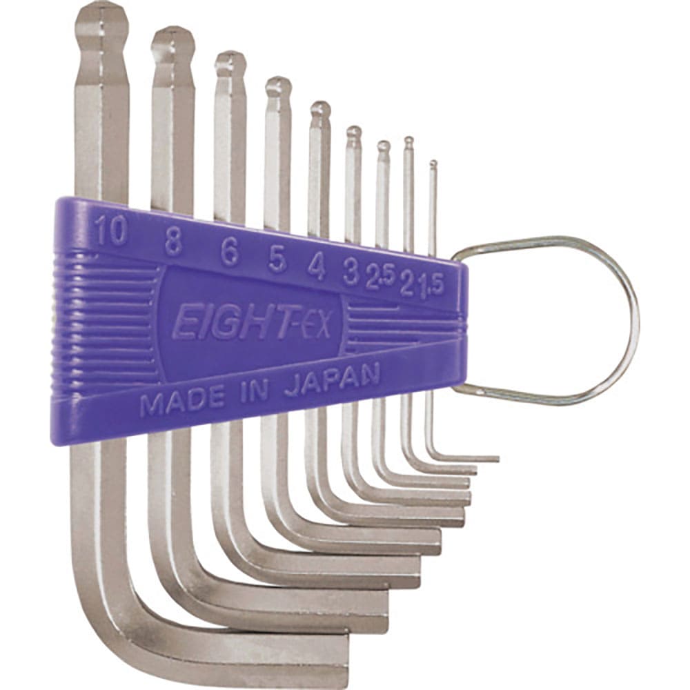 ＥＩＧＨＴ　六角棒スパナ　テーパーヘッド　標準寸法　９本セット　１．５～１０ｍｍ　ＴＳ－９＿