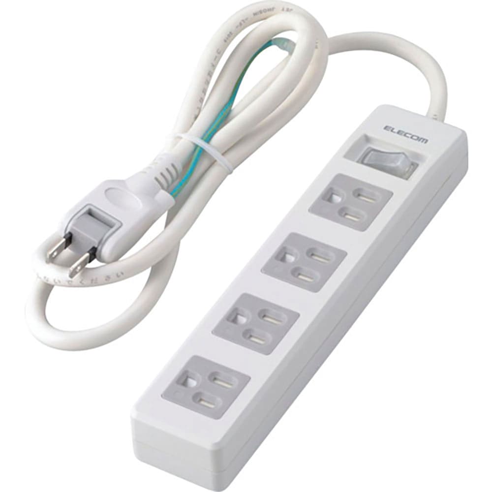 ＥＬＥＣＯＭ　タップ　３Ｐ４個口　差込口２Ｐ　一括スイッチ　マグネット付　ホコリシャッター付　１ｍ＿