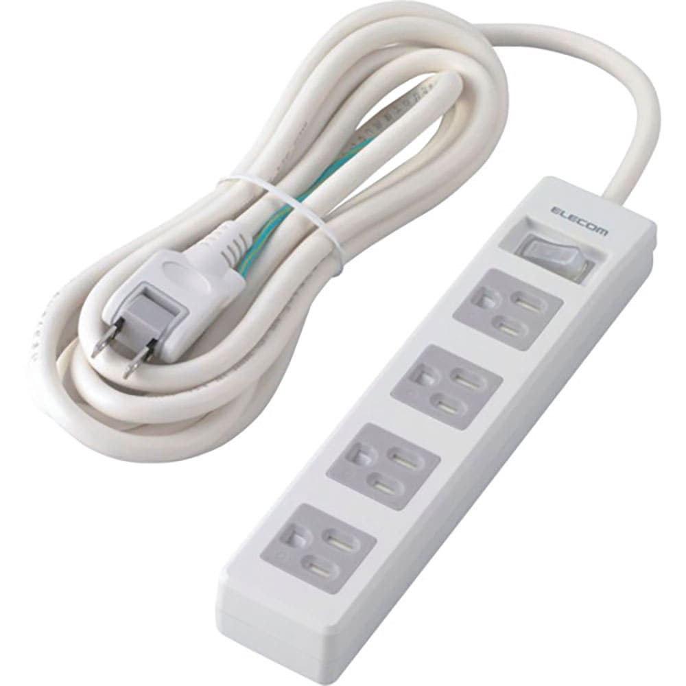 ＥＬＥＣＯＭ　タップ　３Ｐ４個口　差込口２Ｐ　一括スイッチ　マグネット付　ホコリシャッター付　３ｍ＿