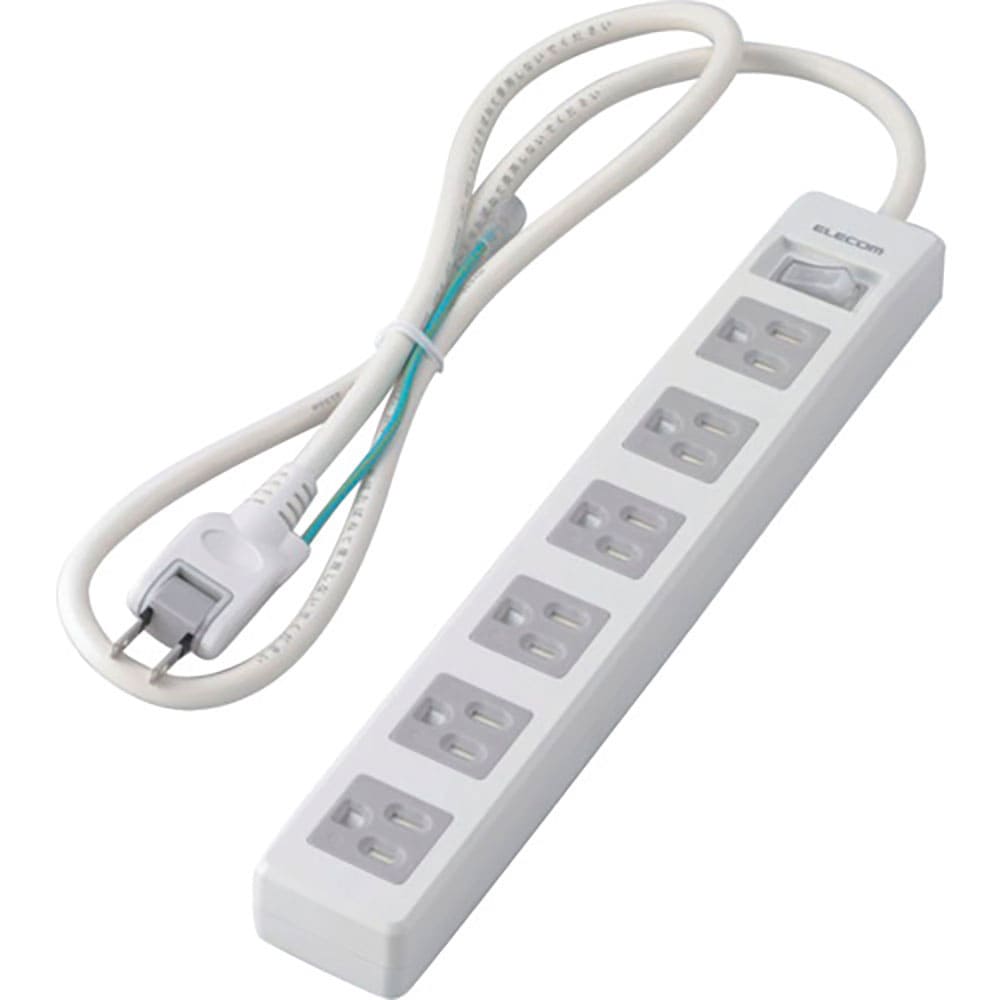 ＥＬＥＣＯＭ　タップ　３Ｐ６個口　差込口２Ｐ　一括スイッチ　マグネット付　ホコリシャッター付　１ｍ＿