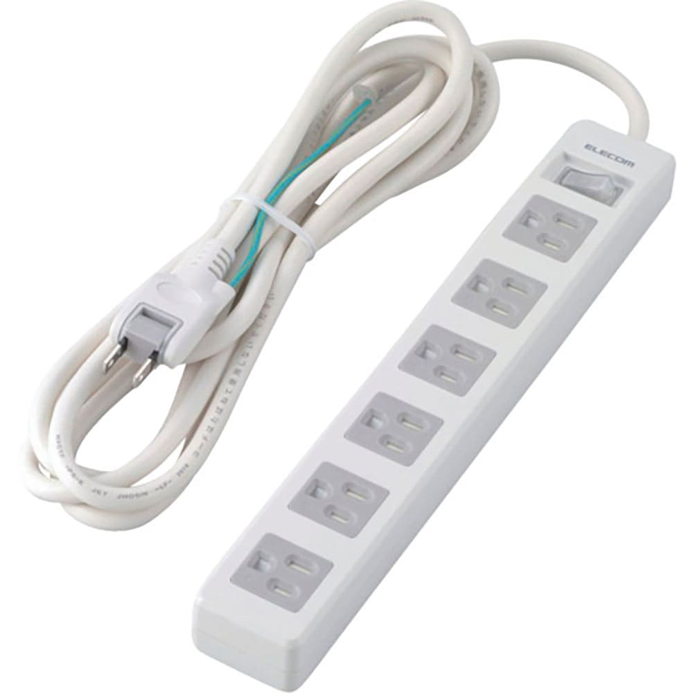 ＥＬＥＣＯＭ　タップ　３Ｐ６個口　差込口２Ｐ　一括スイッチ　マグネット付　ホコリシャッター付　３ｍ＿