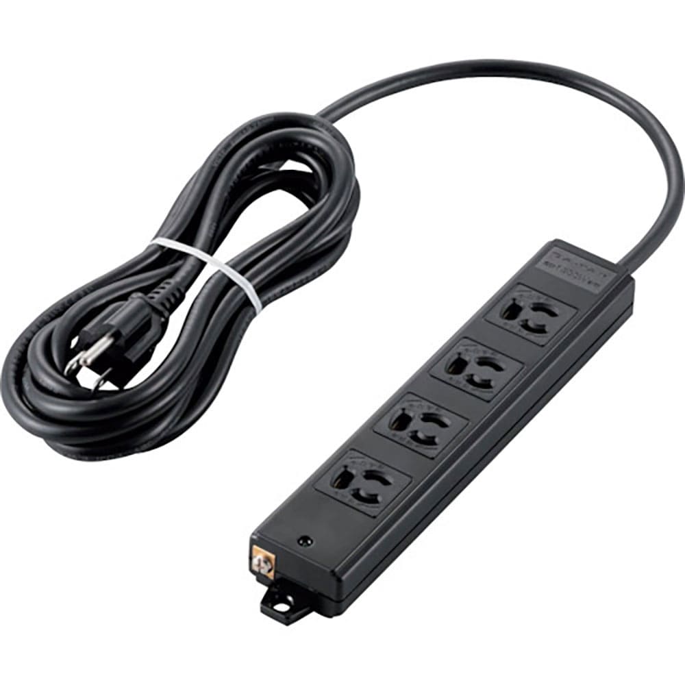 ＥＬＥＣＯＭ　タップ　工事用　抜け止め　３Ｐ　４個口　マグネット付き　３ｍ　ブラック　Ｔ－ＷＲＭ３＿