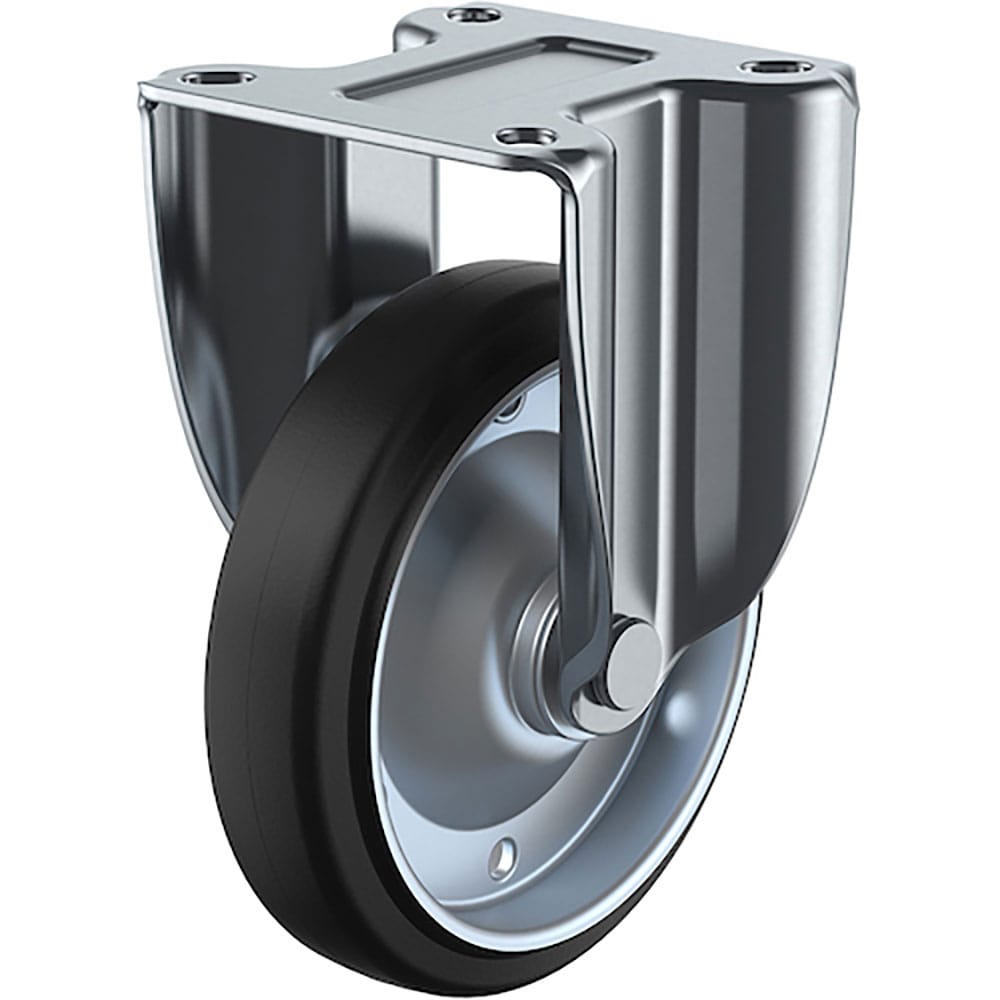 ユーエイ　プレート式　固定　キャスター　ゴム　車輪径１２５ｍｍ　　Ｊタイプ　Ｋ２型　取付寸法１１２＿