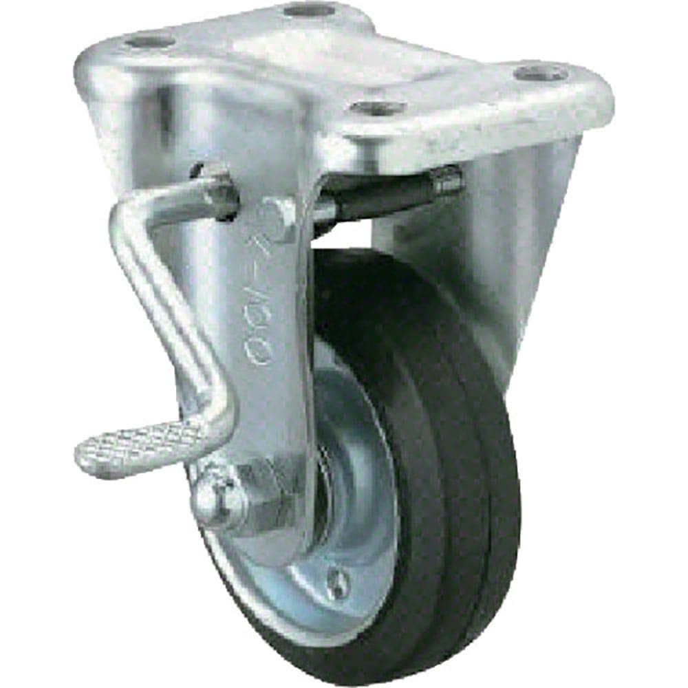 ユーエイ　プレート式　固定　キャスター　ゴム　車輪径２００ｍｍ　ストッパー付き　Ｊタイプ　ＫＢ（Ｌ＿