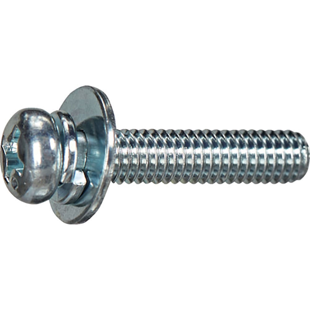 ＴＲＵＳＣＯ　ナベ頭座金組込ねじ　Ｐ＝３　三価白　Ｍ４×６　１０本入　（ばね座金＋ＪＩＳワッシャー＿