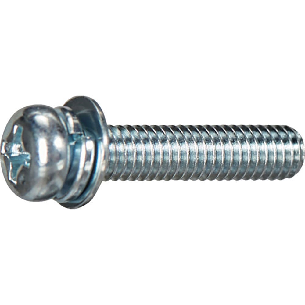 ＴＲＵＳＣＯ　ナベ頭座金組込ねじ　Ｐ＝４　三価白　Ｍ４×１２　１０本入　（ばね座金＋ＪＩＳ小形ワッ＿