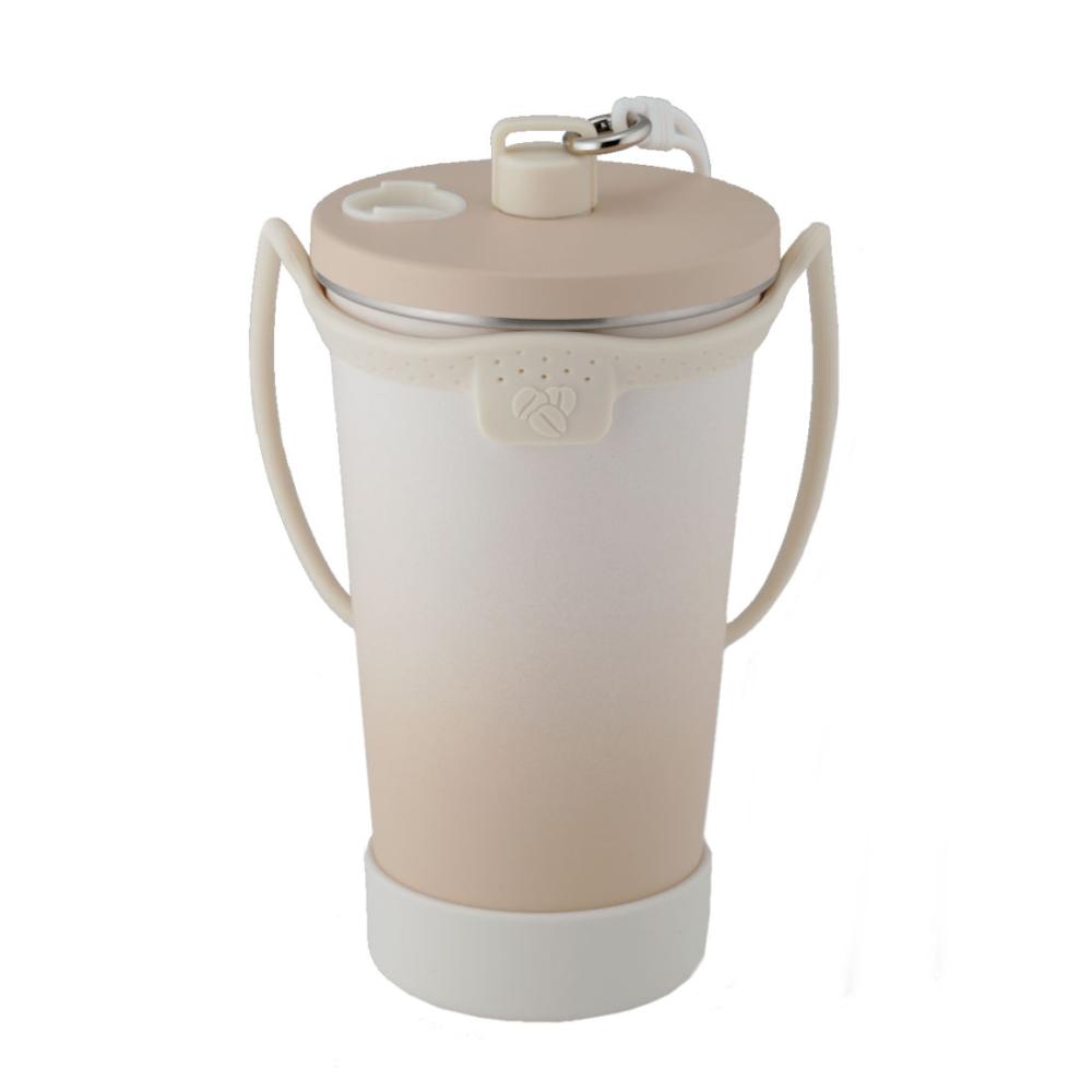 アテーナライフ　ストロー付き真空断熱タンブラー　アイボリー　４５０ｍＬ