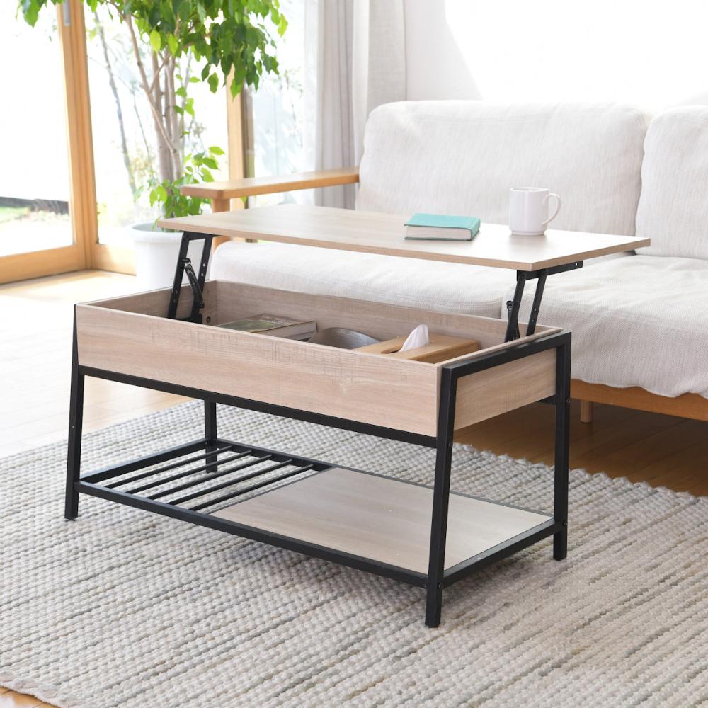 谷村実業　リフトアップコーヒーテーブル　オーク