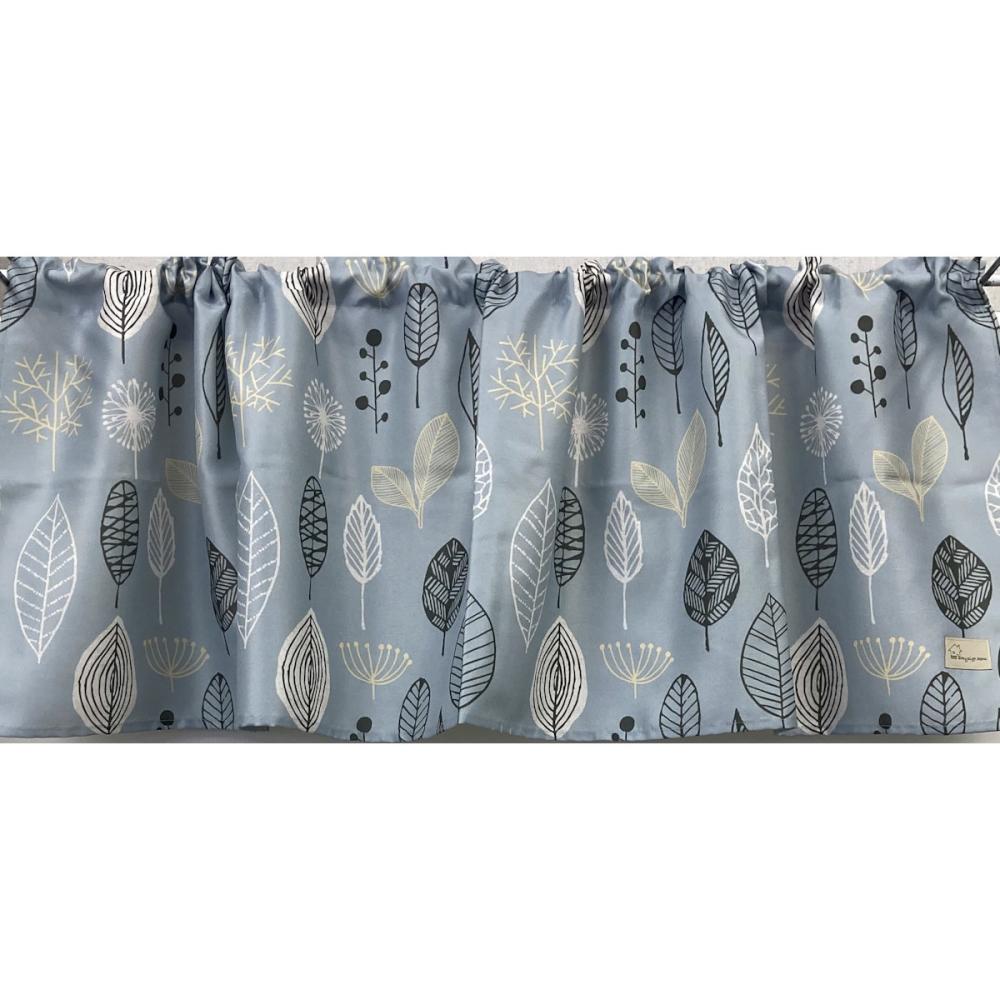 フルネス　防炎北欧カフェカーテン　リーフ　グレー　１００×７０ｃｍ