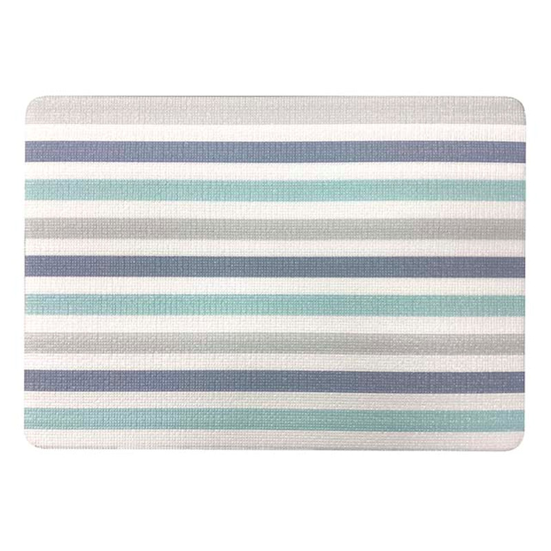 風呂マット　Ｍ型　ボーダー　ブルー