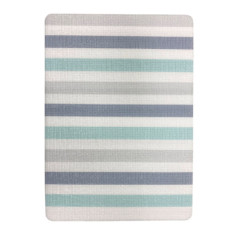 Ｍ型ハーフマット　ボーダー　ブルー