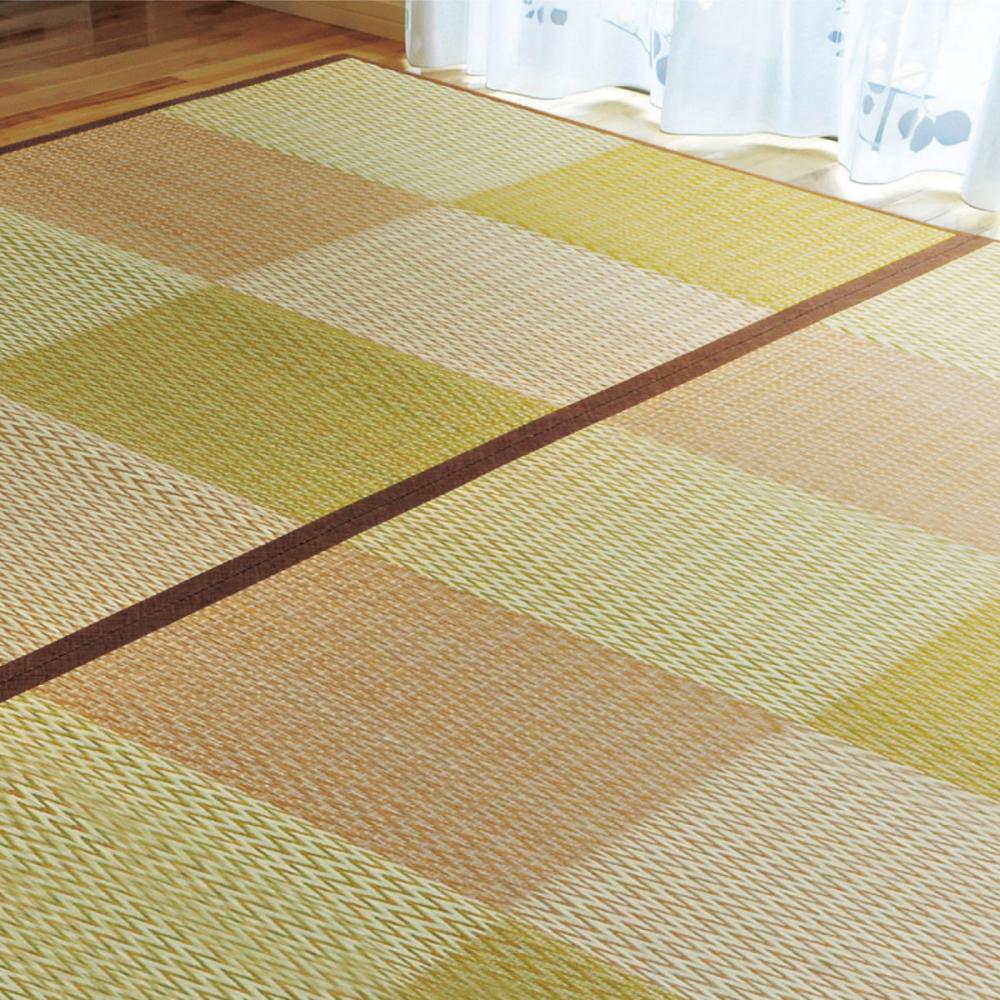 イケヒコ　い草上敷き（花ござ）　神楽　裏貼りあり　ブラウン　江戸間６畳