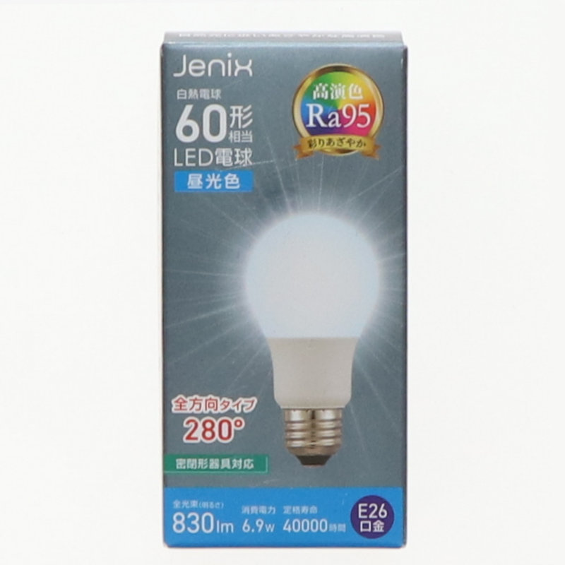 Ｊｅｎｉｘ（ジェニックス）　高演色ＬＥＤ電球　口金Ｅ２６　６０形　昼光色
