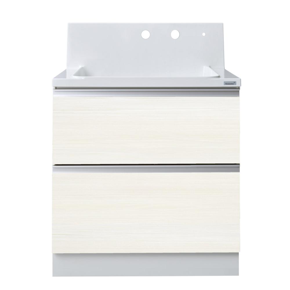 你的品牌名オリジナル　洗面化粧台　ＫＬ２シリーズ　全引出し　間口７５×高さ８０ｃｍ　ラフホワイト　ＫＬ－ＫＶ２－Ｂ７５０ＷＪＴＢ－２１－Ｕ１Ｗ