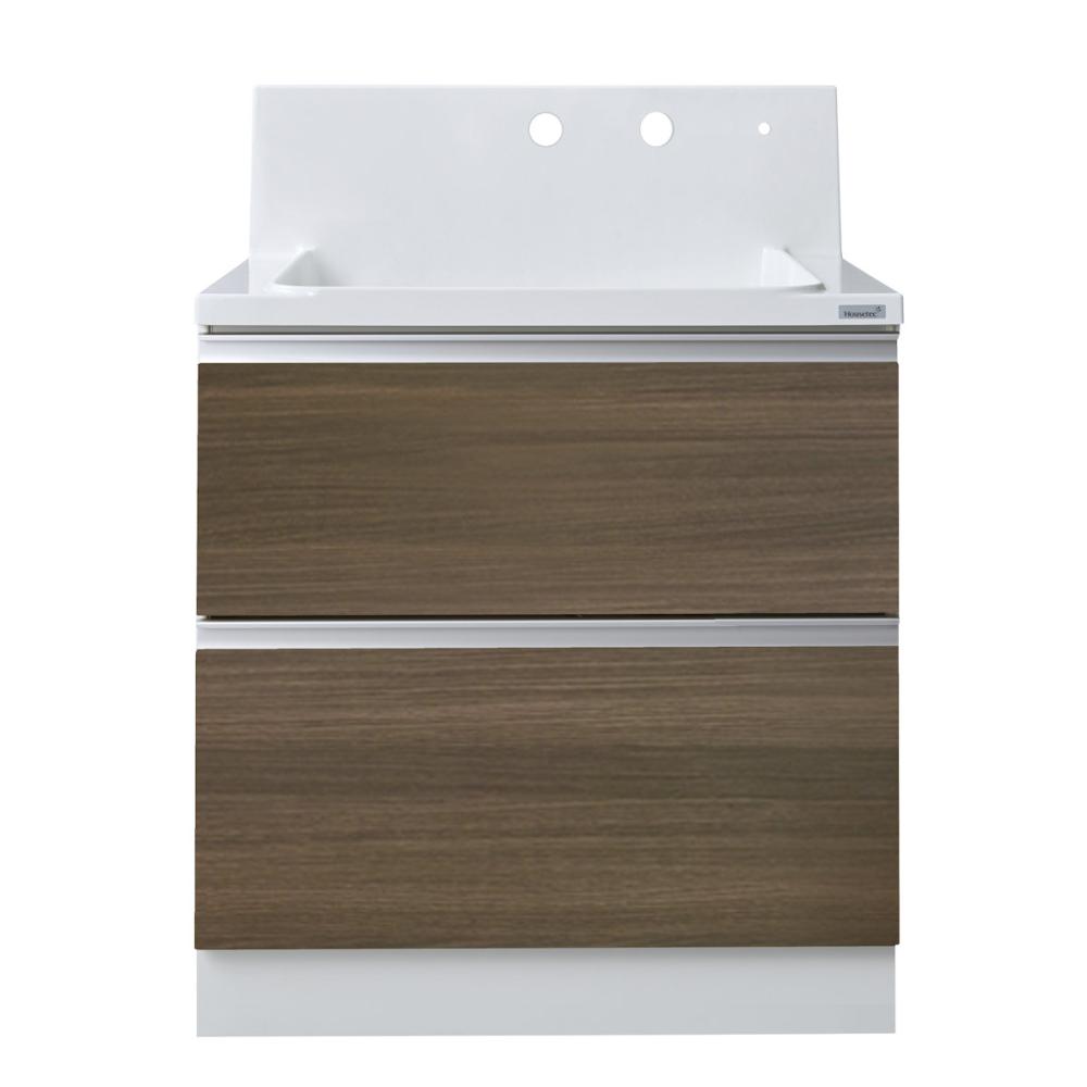 你的品牌名オリジナル　洗面化粧台　ＫＬ２シリーズ　ＭＡＸ収納　間口７５×高さ８０ｃｍ　ミディアムオーク　ＫＬ－ＫＶ２－Ｂ７５０ＦＪＴＢ－２１－Ｊ１Ｍ