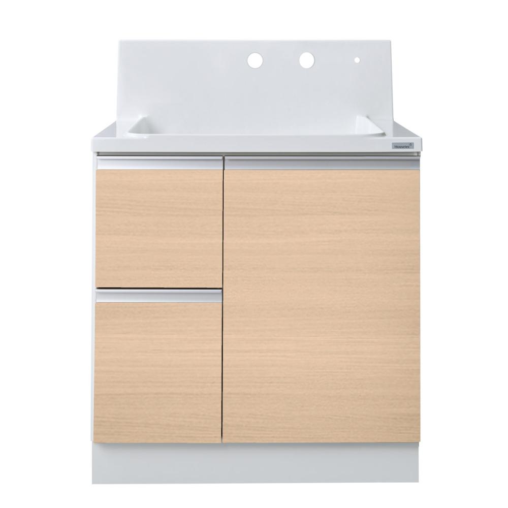 你的品牌名オリジナル　洗面化粧台　ＫＬ２シリーズ　片引出し　間口７５×高さ８５ｃｍ　ナチュラルオーク　ＫＬ－ＫＶ２Ｂ７５０ＤＪＴＣＧＬ－２１－Ｊ１Ｎ