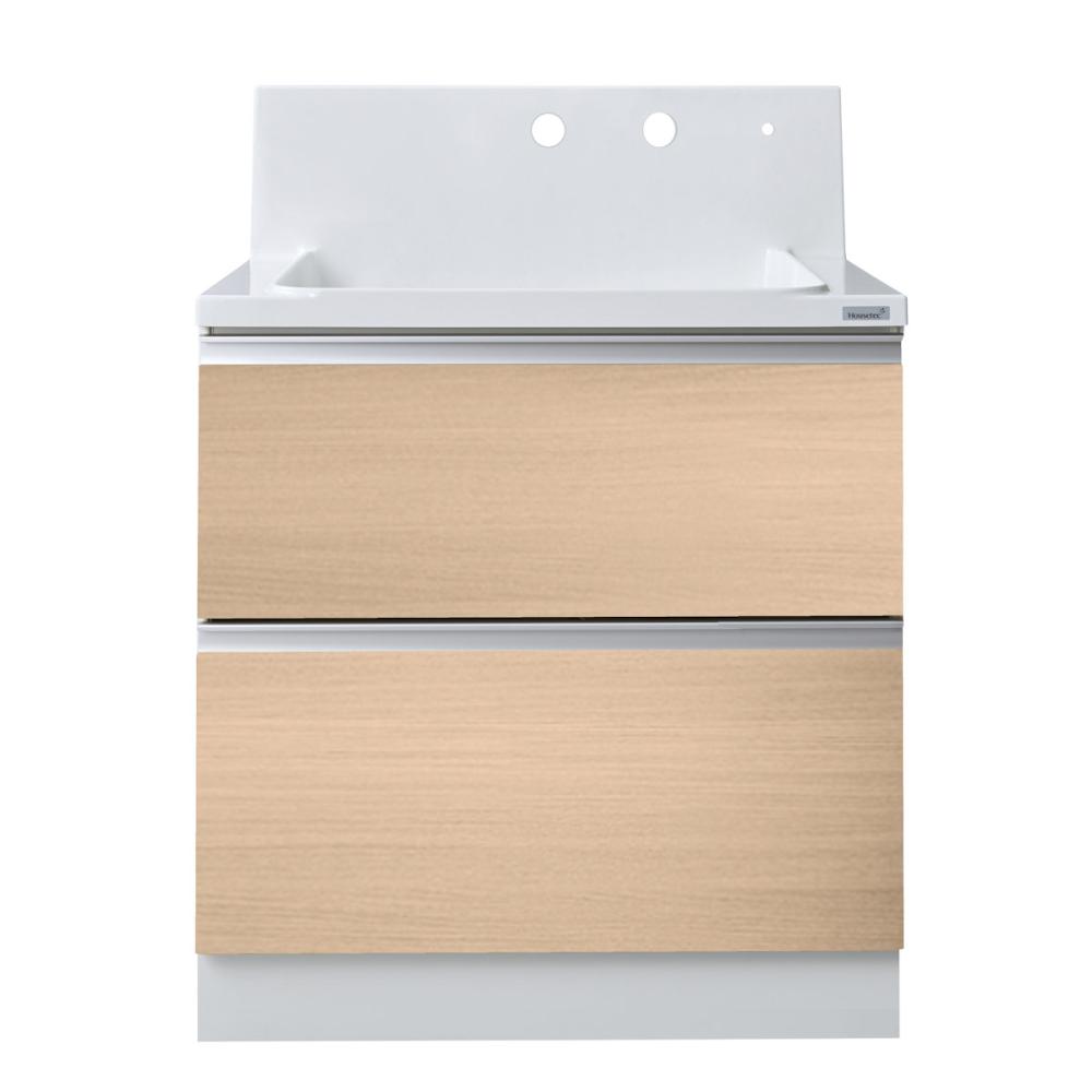 你的品牌名オリジナル　洗面化粧台　ＫＬ２シリーズ　全引出し　間口７５×高さ８５ｃｍ　ナチュラルオーク　ＫＬ－ＫＶ２－Ｂ７５０ＷＪＴＣ－２１－Ｊ１Ｎ