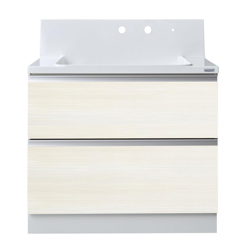 你的品牌名オリジナル　洗面化粧台　ＫＬ２シリーズ　ＭＡＸ収納　間口９０×高さ８５ｃｍ　ラフホワイト　ＫＬ－ＫＶ２－Ｂ９００ＦＪＴＣ－２１－Ｕ１Ｗ