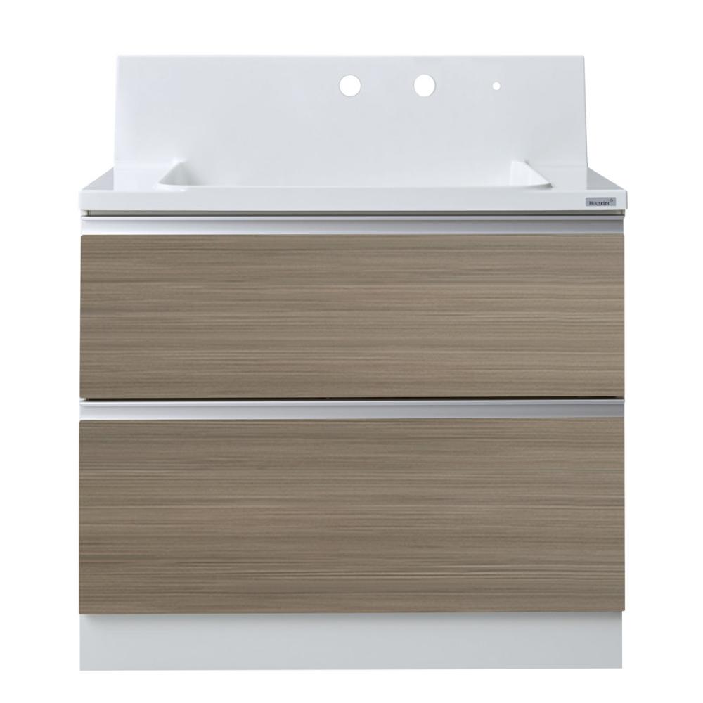 你的品牌名オリジナル　洗面化粧台　ＫＬ２シリーズ　ＭＡＸ収納　間口９０×高さ８５ｃｍ　ラフグレージュ　ＫＬ－ＫＶ２－Ｂ９００ＦＪＴＣ－２１－Ｕ１Ｇ