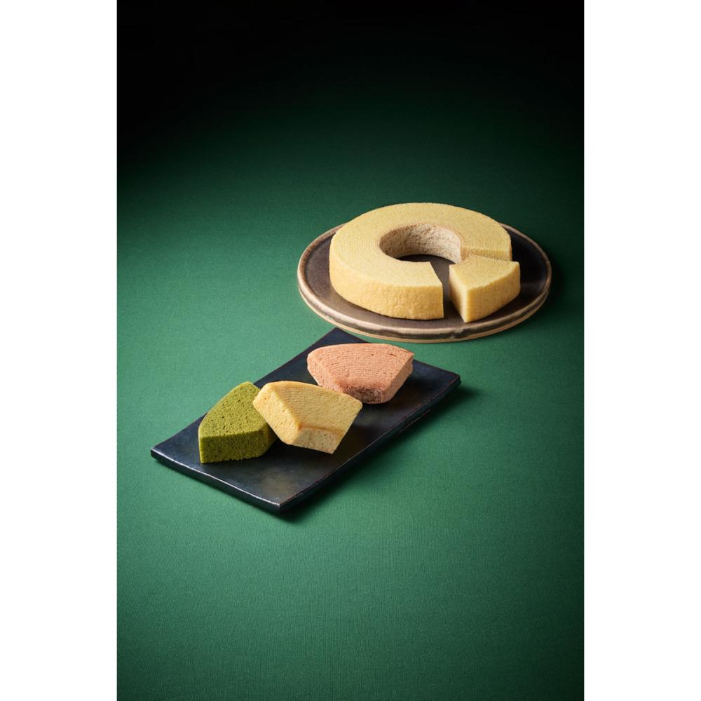 なだ万監修　絆のかさなりバウムクーヘン詰め合せ　宇治抹茶＆和三盆　４個入り【26-27】