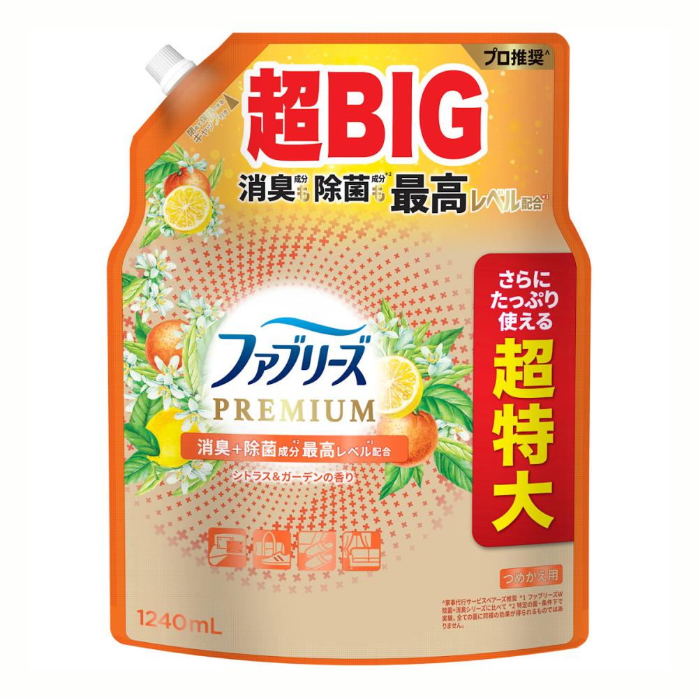 Ｐ＆Ｇ　ファブリーズＷ除菌＋消臭　シトラスの香り　詰め替え用　４回分　１２８０ｍＬ