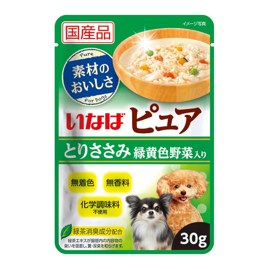 いなば　ピュアパウチ　とりささみ　緑黄色野菜入り　３０ｇ