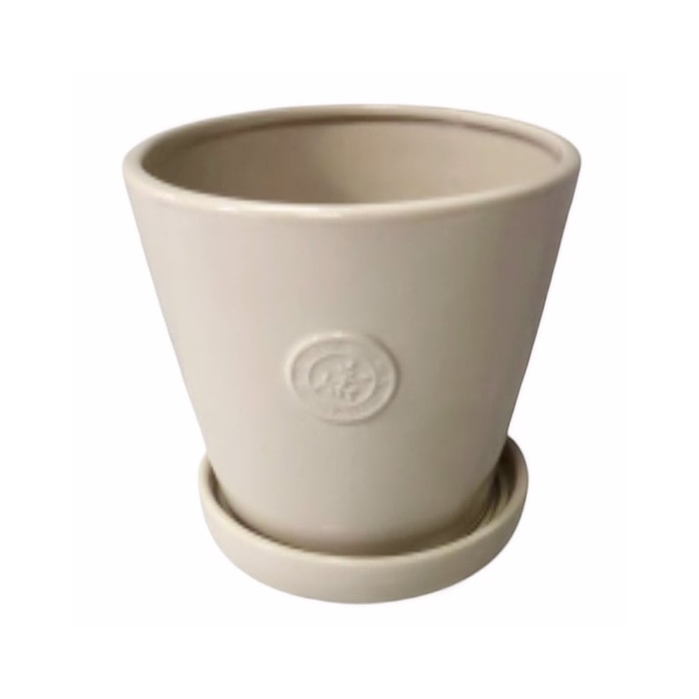 Ｂｒｅｅｚｙ　Ｇｒｅｅｎ　陶器インテリアポット　ポタリ―皿付　ホワイト　ＷＨ１４