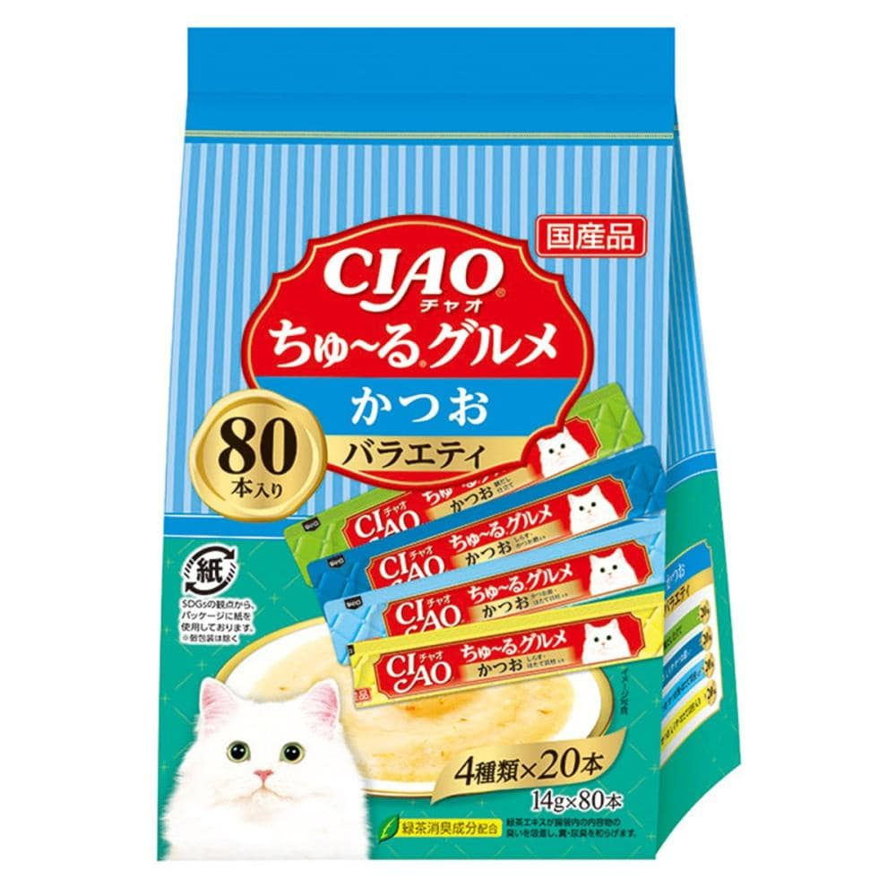 ＣＩＡＯ（チャオ）　ちゅ～るグルメ　かつおバラエティ　１４ｇ×８０本
