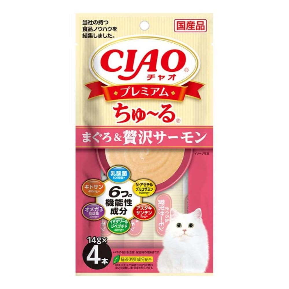 ＣＩＡＯ　プレミアムちゅーる　まぐろ＆贅沢サーモン　１４ｇ×４本