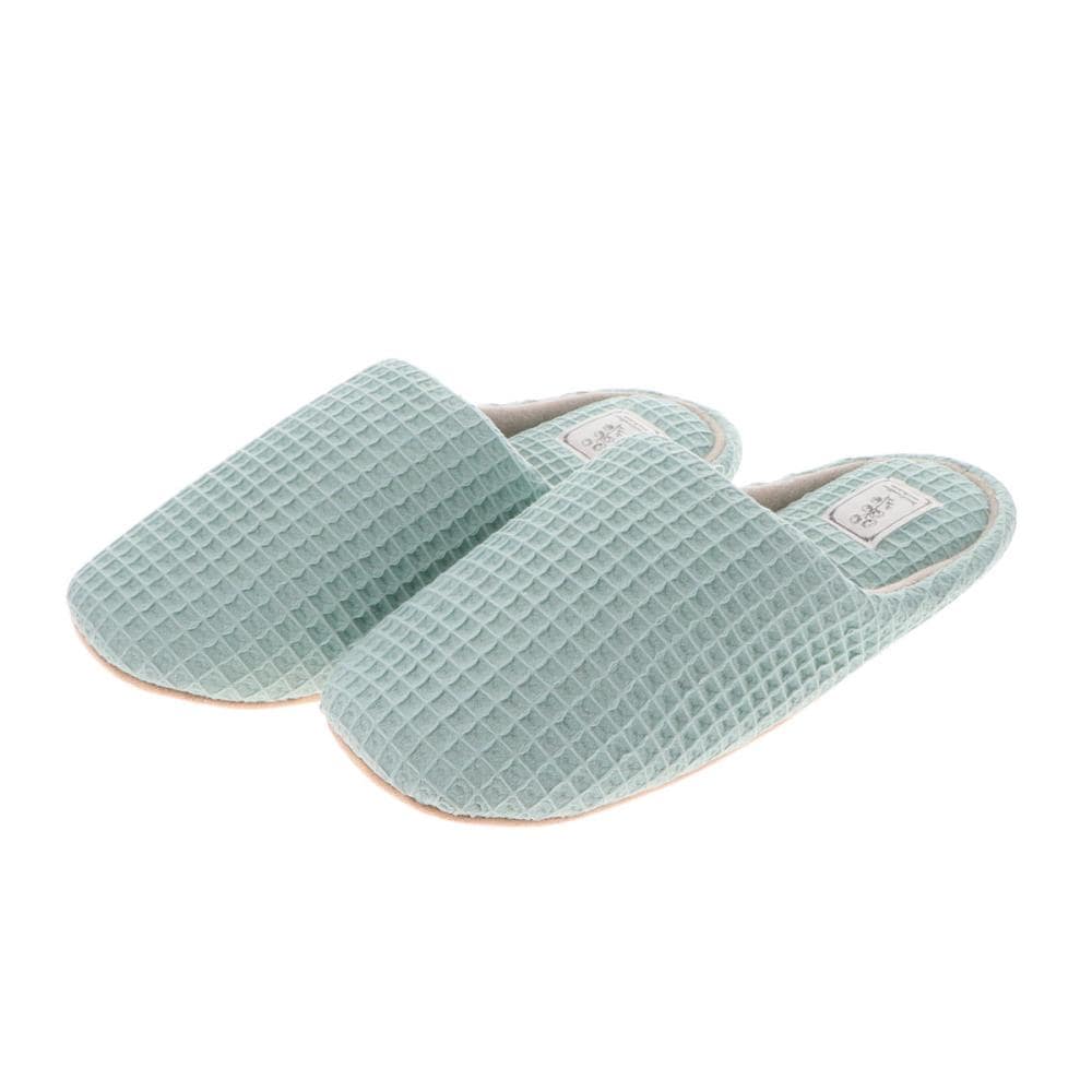 アテーナライフ　もちもちワッフルスリッパ　グリーン　Ｍ