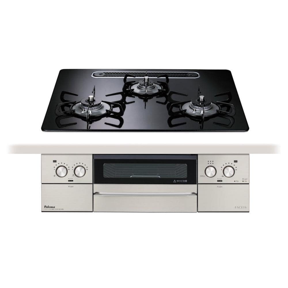 パロマ　ビルトインコンロ　フェイシスグランド　ハイパーガラスコートトップ　ＬＰガス用　ＰＤ－８９３ＷＳ－Ｕ６０ＣＫ